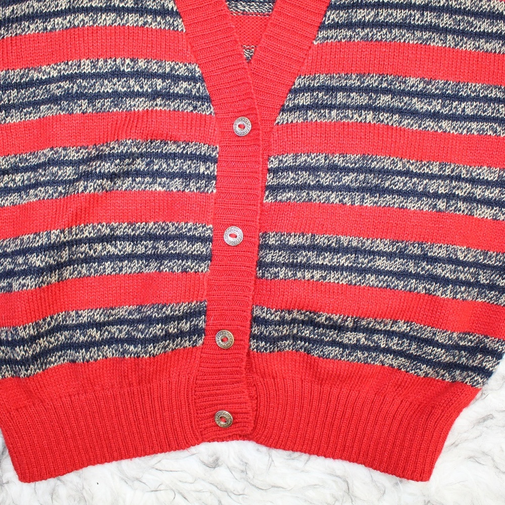 SOLD Vintage Front Button Striped Cardigan Sweater - Picture 5 of 7
